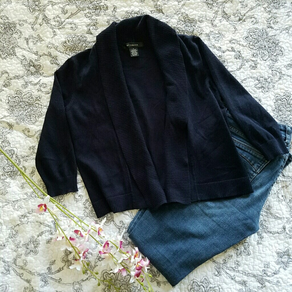 NWOT Navy Open-Front 3/4 Sleeve Cardigan